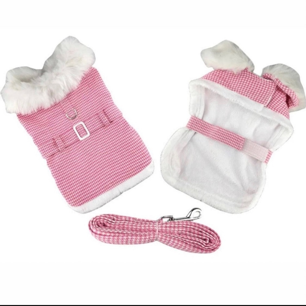 Dog Coat Harness w/ matching Leash fits Dogs 16-25 lbs Doggie Design Fashion New